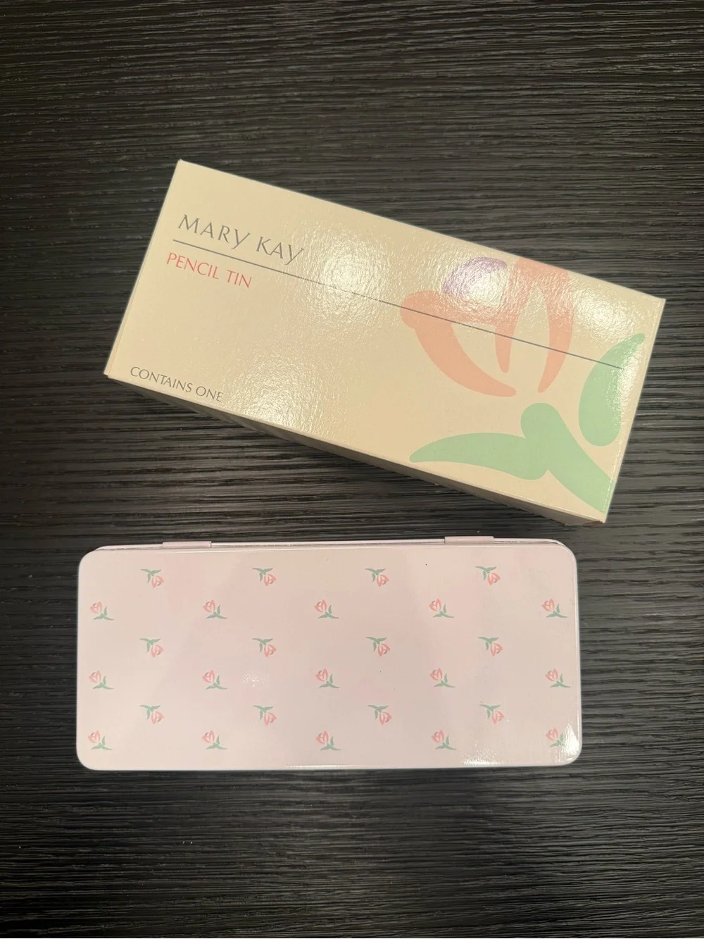 NEW Mary Kay Pencil Tin Metal Box Office Supply Box Flowers Floral